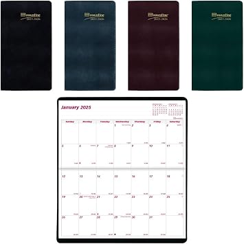 Brownline 2026 Essential Monthly Two-Year Pocket Planner, January 2026 to December 2027, Stitched Binding, 6.5" x 3.5", Assorted Colors CA24.AST-26