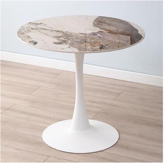 Modern Marble Bistro Dining Table with Metal Base 80cm Round Table Seats 4 Stylish Furniture for Kitchen, Dining Room, Living Room Home Décor Upgrade