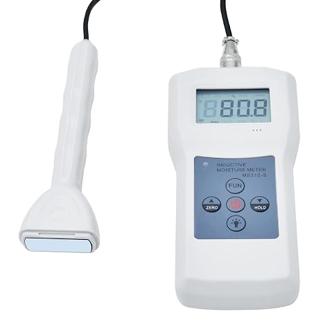 Inductive Moisture Meter High Precision Pinless Moisture Analyzer with 0~90% Measurement Range Non-Destructive Moisture Meter for Bee Pollen Wool Leather Wood Paper and More (Model MS310-S)