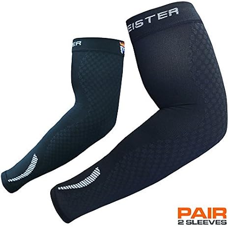 Meister HEX Graduated Compression Arm Sleeves (Pair) for Basketball, Football and All Sports