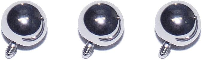 Painful Pleasures 3 Pack of Replacement Balls for Internally Threaded Body Piercing Jewelry 316L Silver Colored Stainless Steel for 12g 14g 12 14 Gauge 3mm 4mm 5mm 6mm