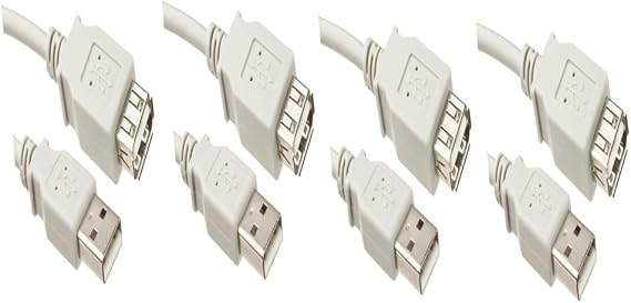 4 Pack USB 2.0 A Male to A Female Extension Cable 3 Feet White, CNE463488