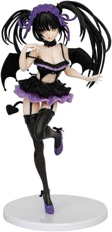 QAHEART Tokisaki Kurumi Figure 1/8 Scale Anime Action Model, Purple Tokisaki Kurumi Action Figure, Minature Handmade Collectible PVC Figure Model Desktop Decoration