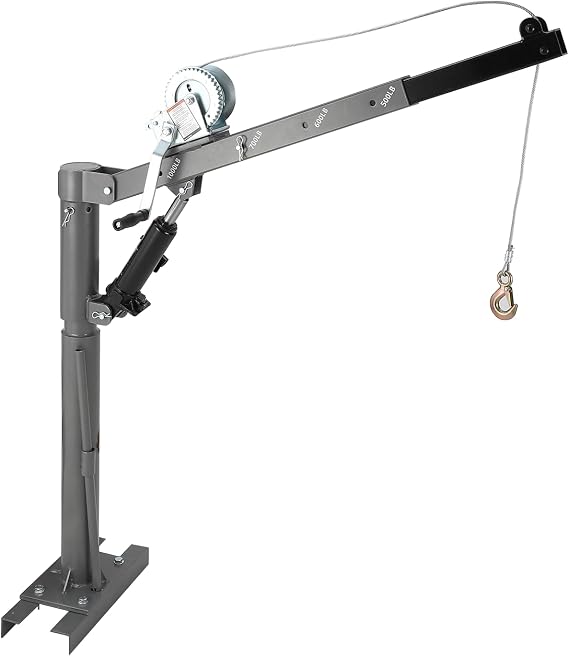 PickupTruck Crane Hoist with 1000 lbs Capacity, Hydraulic Pickup Truck Crane with Four Capacity for 500 lbs/600 lbs/800 lbs/1000 lbs for Lifting Goods in Truck (Non-Electric)
