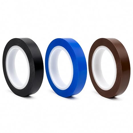 Medikrebs Instrument Identification Tape, Autoclave Vinyl Marking Tape 200" L x 0.25" W, Colored Adhesive Tape Rolls for Tools, Equipment, Color Coding and Identification(3 Rolls (Blue, Black, Brown))