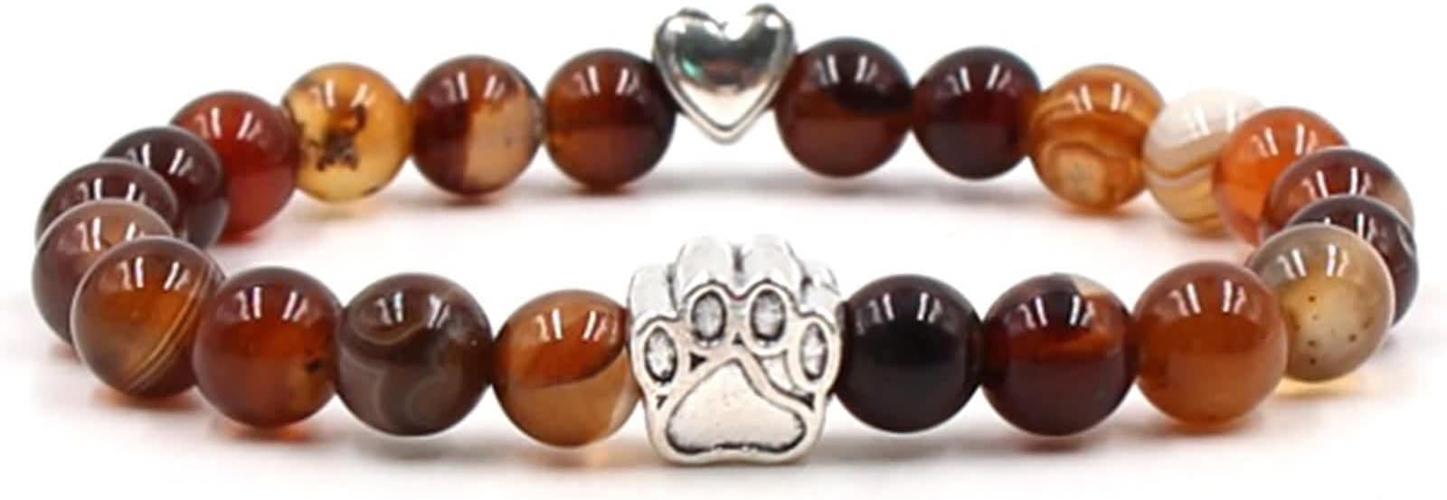 Beaded Bracelet, Aesthetic Bracelets Alloy Bead Cute Paw Heart Jewelry Bracelets Gift for Men and Women