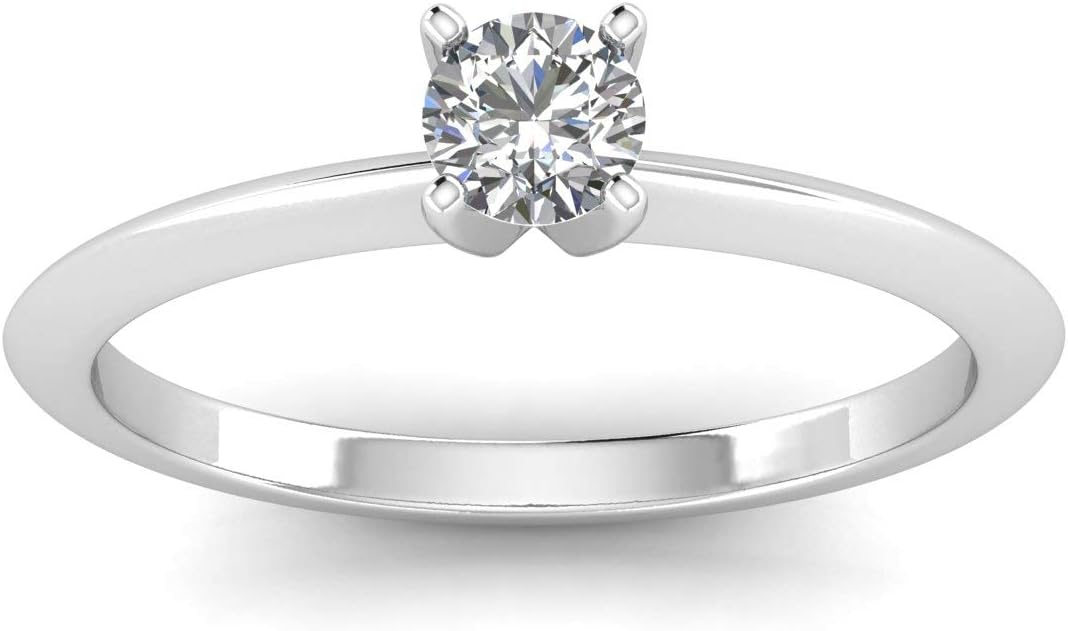 1/3ctw Natural Diamond Solitaire Ring in 14k White Gold (G-H, I2-I3)