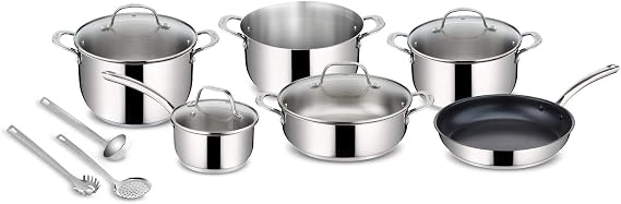 Lagostina 012905600013 Evelia All Heat Sources Including Induction Cookware, Stainless Steel, Stainless Steel, 63.6 x 35.1 x 30.3 cm