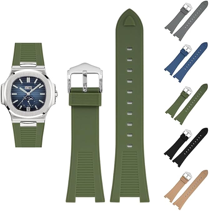25mm Rubber Band For Patek Philippe Nautilus With Buckle, Rubber Watch Band Straps For Patek Philippe 5711 5712 5980 - Multiple Colors