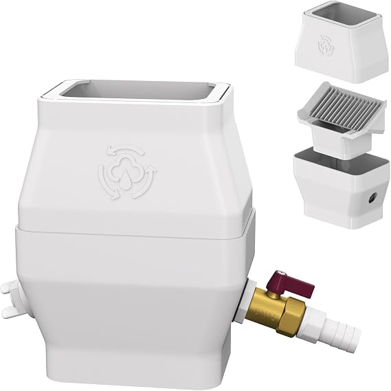 Rain Barrel Diverter Kit for 2"x3" or 3"x4" Gutter Downspouts, Rainwater Collection System with Filter and Brass Spigot Rain Catcher Kit, Hose Not Included