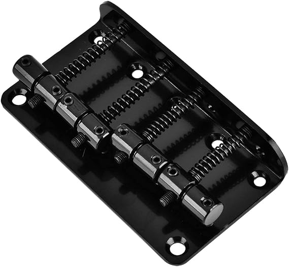 Bass Bridge, Metal Professional with Screws and Hex Wrench Electric Bass Guitar Bridge for 4 String Black Finish for Musicians Beginners Studio Live Performance