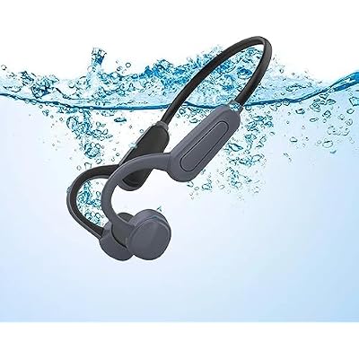 Swimming Headphones Bone Headphones Conduction Open Ear 5.3 Bluetooth Bone Conduction Headphones Ip68 Waterproof Wireless Earbuds Built-In Mp3 Player 16G Memory 18Hrs Playtime Swimming Earbuds Grey