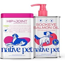 Native Pet Active Joints & Radiant Coat Pack: Hip & Joint Supplement for Dogs - Supports Joints, Cartilage, Muscles & Anti-Inflammatory 60 Scoops & Salmon Oil for Dogs & Cats Pure Omega-3 Fish Oil 8oz
