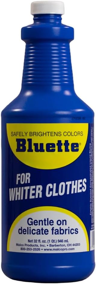 Bluette Concentrated Liquid Laundry Bluing 32 Fl Oz Restores Whiteness & Brightness for Your Laundry, Safe & Gentle on Fabrics, Eco-Friendly Fabric Whitener for All Laundry Types