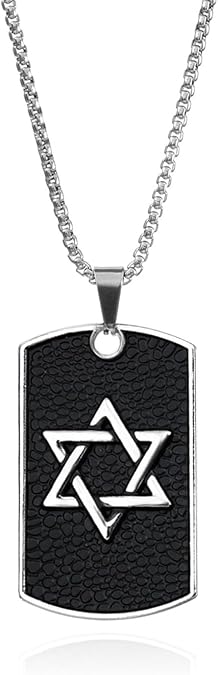 Christian Jewish Star of David and Cross Necklace, Stainless Steel Magen David Necklace for Men Women, Valentine's Day Jewelry Gift for Boyfriend Girlfriend Him Her