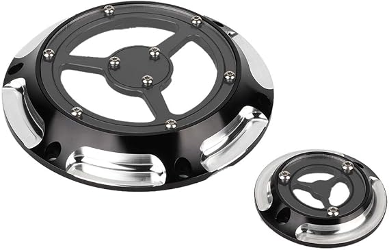 Brilluxa Aluminum Motorcycle Derby Cover Timing Timer Covers Set Protector Guard Engine Cover for XL XR 883 1200 Timer Brake Cylinder Chain Inspection Cover Replacement (Black Silver)