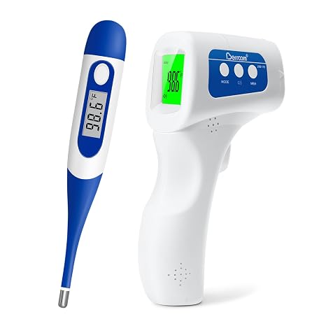 Value Bundle with Berrcom Digital Thermometer DT008 and Berrcom Non Contact Infrared Thermometer for Adults and Kids JXB178