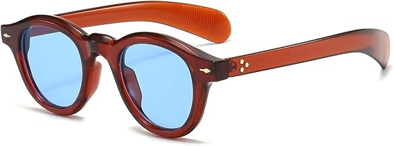 JOVAKIT Trendy Round Sunglasses for Women Men 90s Retro Vintage Classic Fashion Round Frame Sun Glasses Black Shades
