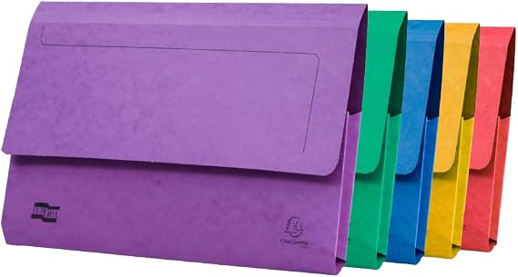 Exacompta Europa Document Wallets, 265gsm, Foolscap - Assorted Colours, Pack of 25