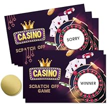 50 Pcs Casino Scratch Off Game Cards, Funny Casino Night Scratch Cards for Gambling Party Birthday Party, Lottery Prize Raffle Tickets, Favors Business Promotion Customer Reward Dare Card