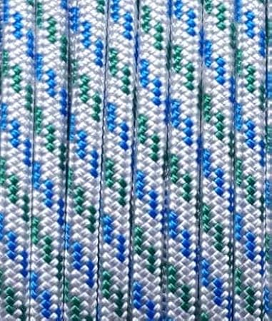 MarineNow UHMWPE Core Polyester Cover Low Stretch Sailing Rope Choose Size/Length/Color (8 mm (5/16"), 100 ft, Blue & Green Fleck)