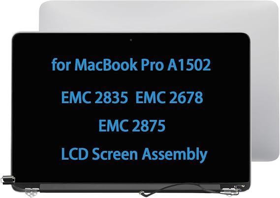 13" Screen Replacement for MacBook Pro A1502 EMC 2835 EMC 2678 EMC 2875 Late 2013 Mid 2014 Early 2015 Retina Display LCD Screen Complete Full Top Assembly Kit