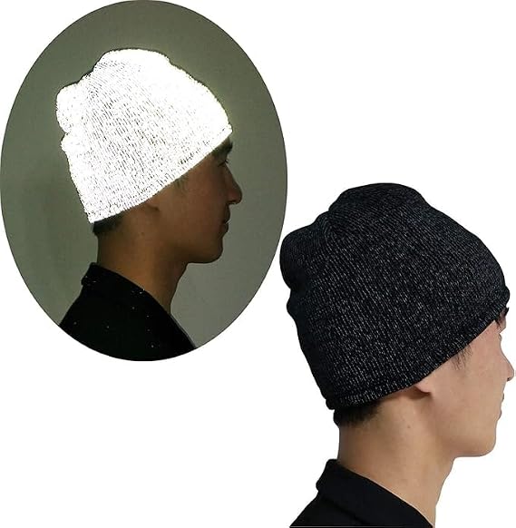 Reflective Black Beanie for Women Men