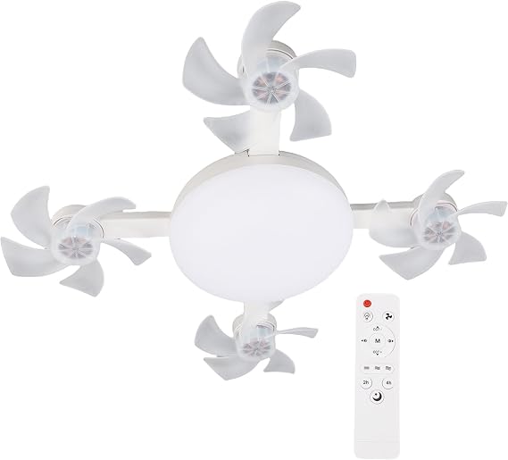 Ceiling Fan Light, Remote Control 3 Speeds Fan with LED Light 3 Color Temperatures 2000lm E26 E27 Socket, for Bedroom Living Room Kitchen Garage