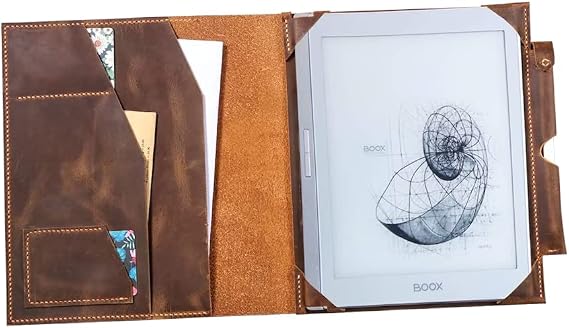 Handmade Leather Folio Cover for Onyx Boox Note Air 2 Boox Tab Ultra - Hand-Stitched, Personalized Cover, Card Slots, N03-LOBN05N