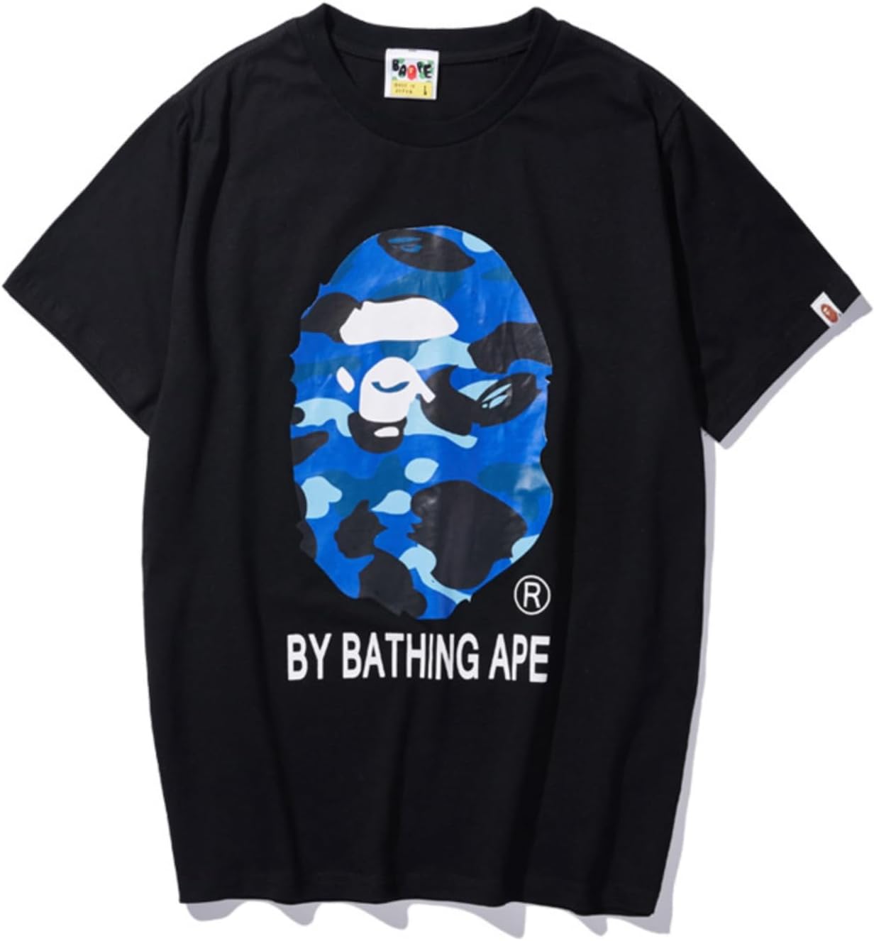 24ss Pair Fashion Hip-Hop Top Bap Pure Cotton Double Yarn Men and Women Casual Sports Short Sleeve T-Shirt - Colour9||S