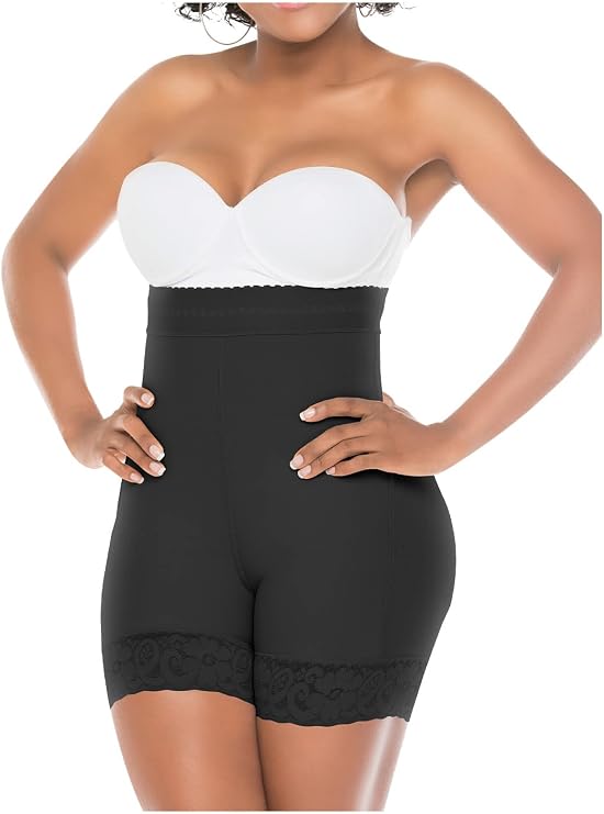 Salome 0218 High Waist Compression Shapewear Tummy Control Daily Use Shorts Fajas Colombianas Levanta Cola Black XL
