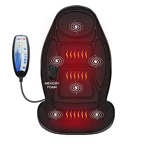 Snailax Back Massager with Heat, Memory Foam Chair Massage Pad, 5 Massage Modes & 2 Heat Settings, Seat Massager for Office Chair,Home Use