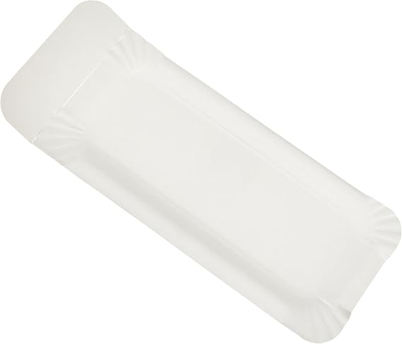 Papstar Pure 11030 250 Cardboard Plate 8 x 21 cm Rectangular White with Tab for Holding