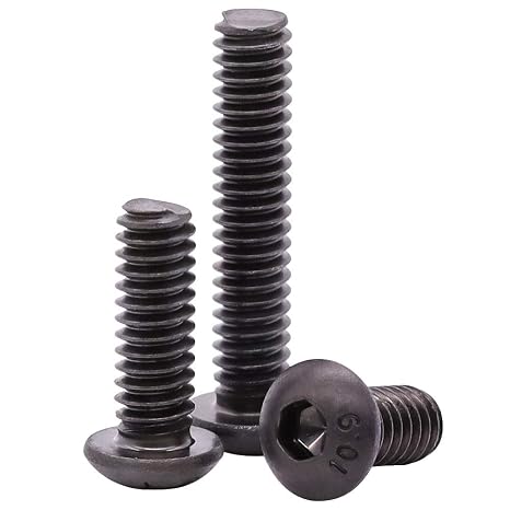 M10 x 20mm (10 pcs) Button Head Socket Cap Screws Bolts, Grade 10.9 Alloy Steel, Black Oxide Finish, Full Machine Thread