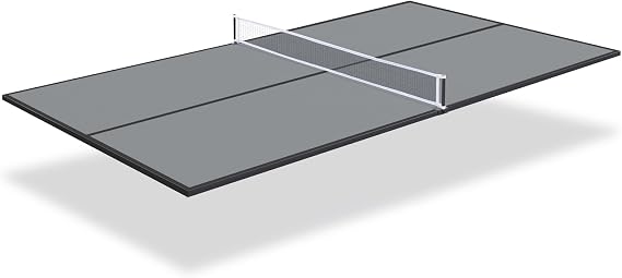 Ping Pong Table Top, Foldable Table Tennis Table Topper for Pool Table, Indoor Outdoor Table Tennis Conversion Top for Billiard Table w/Net & Foam Padding, Easy Conversion - 7ft, Gray