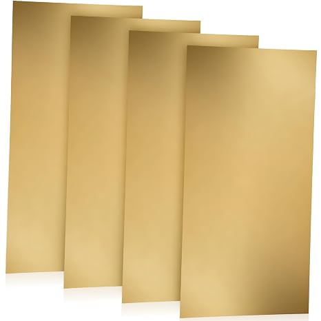 Zonon 4 Pcs Brass Sheet Metal 12 X 6 Inch, 26 Gauge 0.4mm Thickness