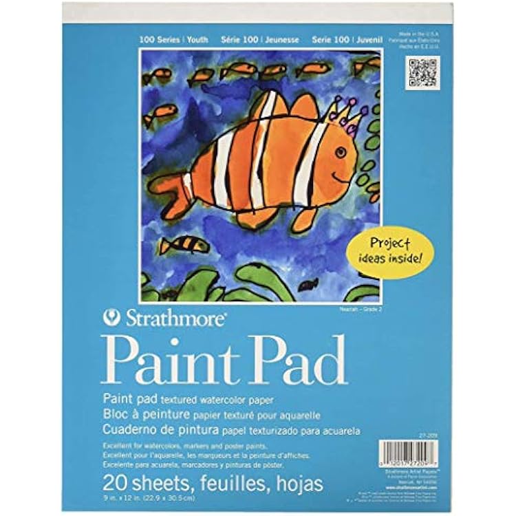 Strathmore 27-209 100 Series Youth Paint Pad, 9 by 12, 20 Sheets, White, 9x12