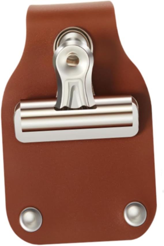 Livestock Show Number Holder, PU Leather Exhibitor Number Clip with Metal Clip, Dark Brown