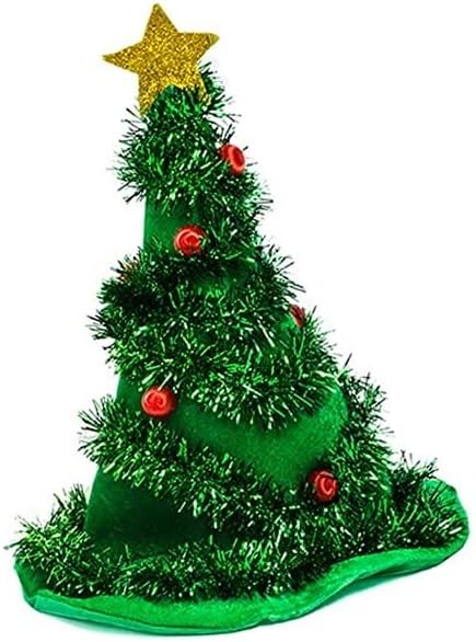 LEMONSODA Christmas Tree Hat, Fun Holiday Xmas Cap Accessory, Party | Decorated Holiday Tree Cap with Pompoms & Star, One Size Fits All for Adults & Kids, Festive Ugly Sweater Accessory