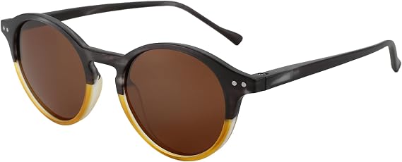 ZENOTTIC Polarized Round Sunglasses Trendy Retro Sun Glasses Women Grey Tortoise Shades for Men UV400 Protection