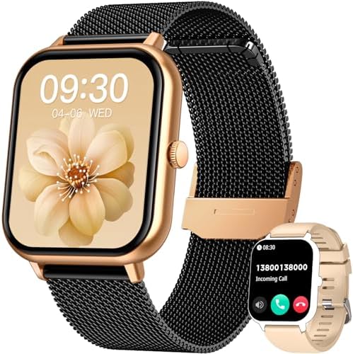 Smart Watch for Women Fitness Tracker: Black Smartwatch with Bluetooth Call Blood Oxygen Blood Pressure Monitor Compatible with Android Ios 100 Sport Modes Heart Rate Step Counter Waterproof Ip67