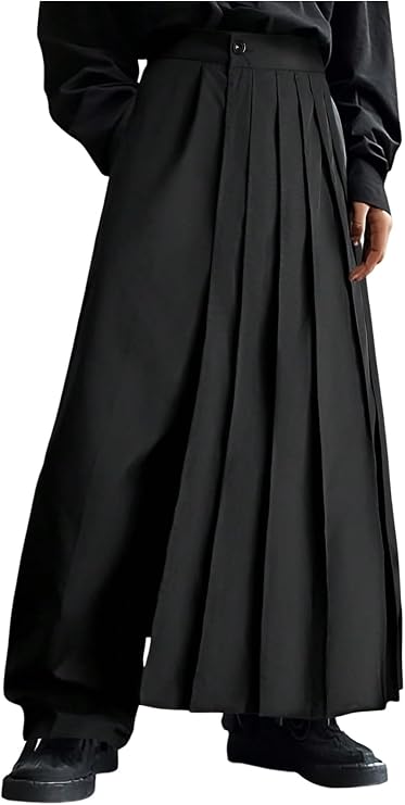 SHENHE Men's Japanese Hakama Pants Wide Leg Baggy Pleated Skirt Pants