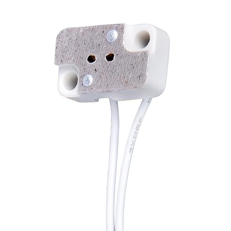 6 Pack G4 GX5.3 Lamp Holder Rectangular Porcelain Socket for MR16 MR11 LED CFL Halogen Bulbs with 6" Leads