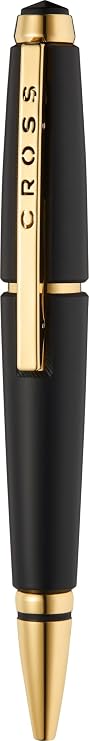 Cross Edge Matte Black Lacquer with Gold PVD Appointments Selectip Rollerball Pen, Black Ink - Elegant Accessory for Smooth Writing - Capless Slide-Open & Snap-Shut Design - Comfortable Grip