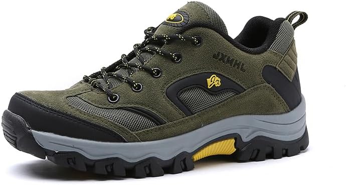 Mens Outdoor Hiking Shoes Breathable Anti-Slip Sneakers Low Top Trekking Off-Road Shoes Thick Bottom Shockproof