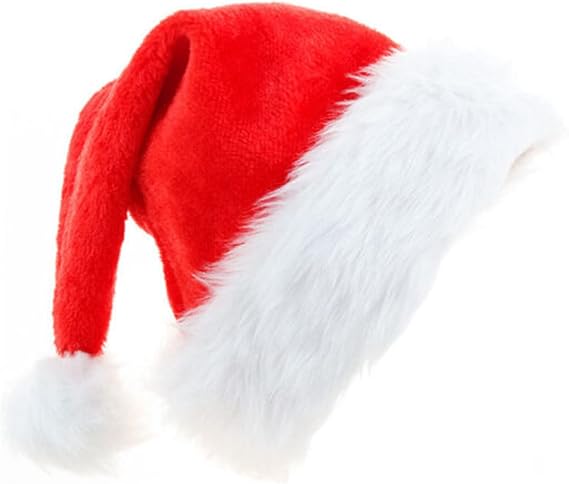 Velvet Xmas Holiday Hat for Adults - Santa Hat for Christmas New Year Festive Party Supplies