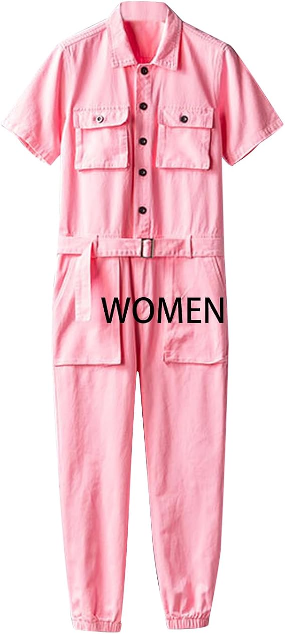 Snoly Unisex Short Sleeve Button-Front Flight Suit, Twill Stain & Wrinkle Resistant Work Coverall, Action Back Jumpsuit