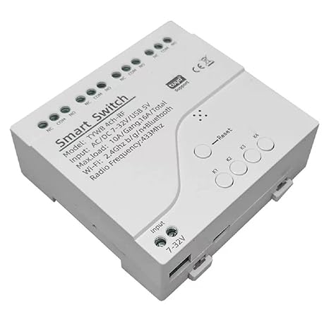 4 Channel Smart WiFi RF Bluetooth Wireless Dry Contact Relay Switch Module,Phone app Remote Control,Compatible with Alexa Google Home (Tuya 4CH 5V AC/DC7-32V)