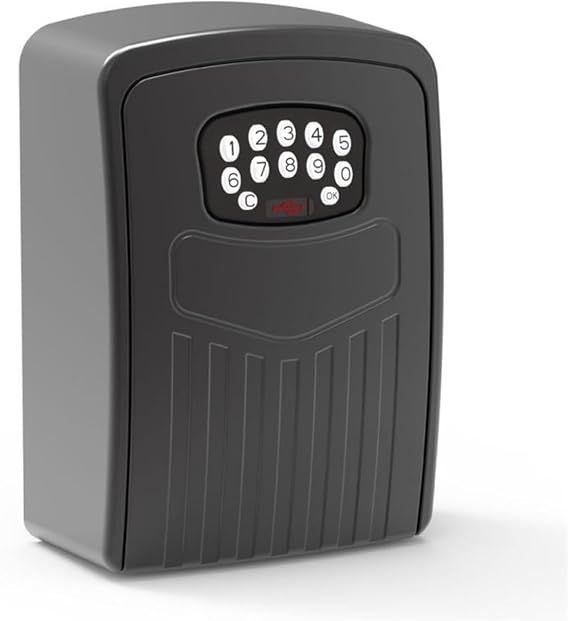 Safe Home Portable Smart Lock Box, Key Safe Holder Box Indoor Outdoor Weatherproof Wall Mount Smart Key Box Key Safe Security Electronic Cash Documents Jewelry Home Office