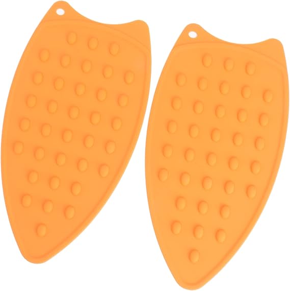 Heat Silicone Iron Rest Pad, Mat for Ironing Boards & Irons, Soft Material Protects Clothes (Orange)